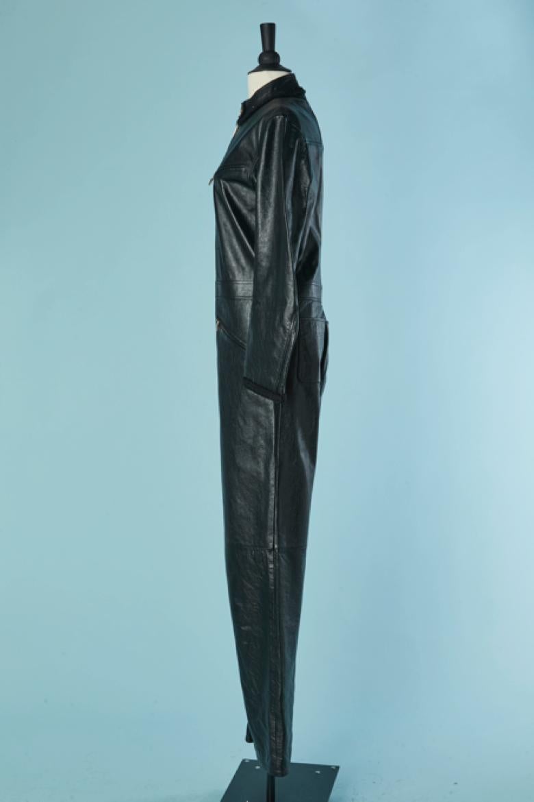 Combinaison en cuir noir CHANEL FW 2024/25 Pour femmes en vente