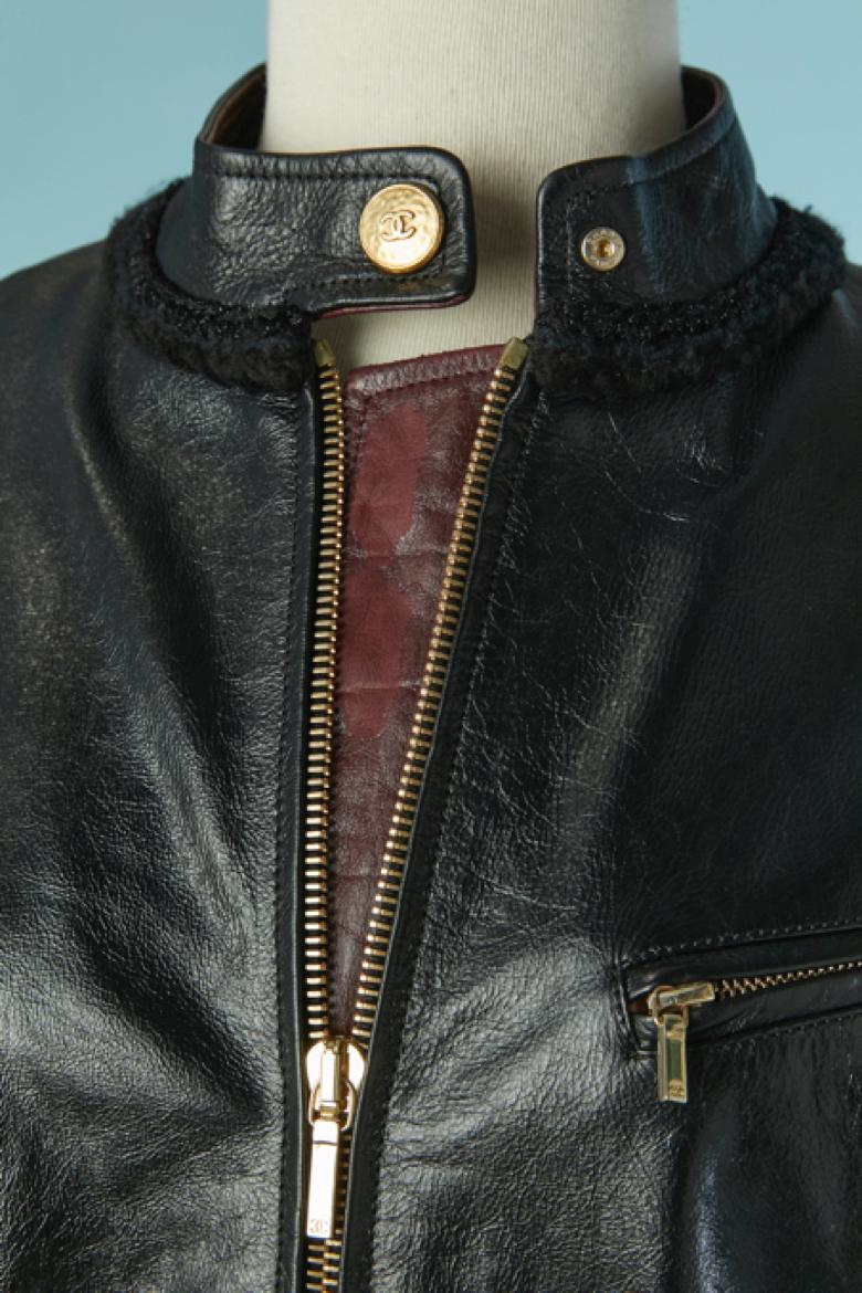Combinaison en cuir noir CHANEL FW 2024/25 en vente 3