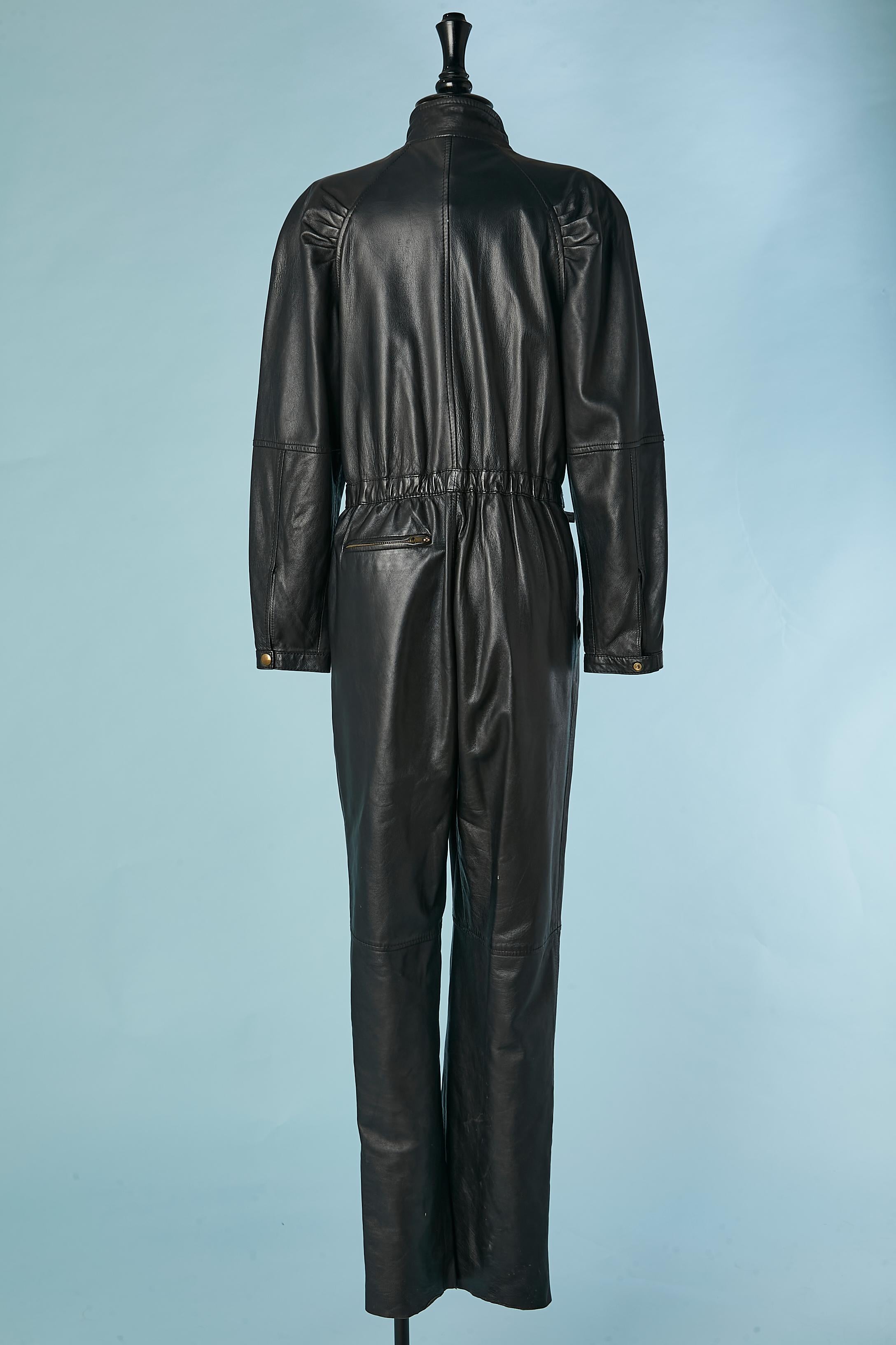 Black leather jumpsuit Circa 1980's  For Sale 1