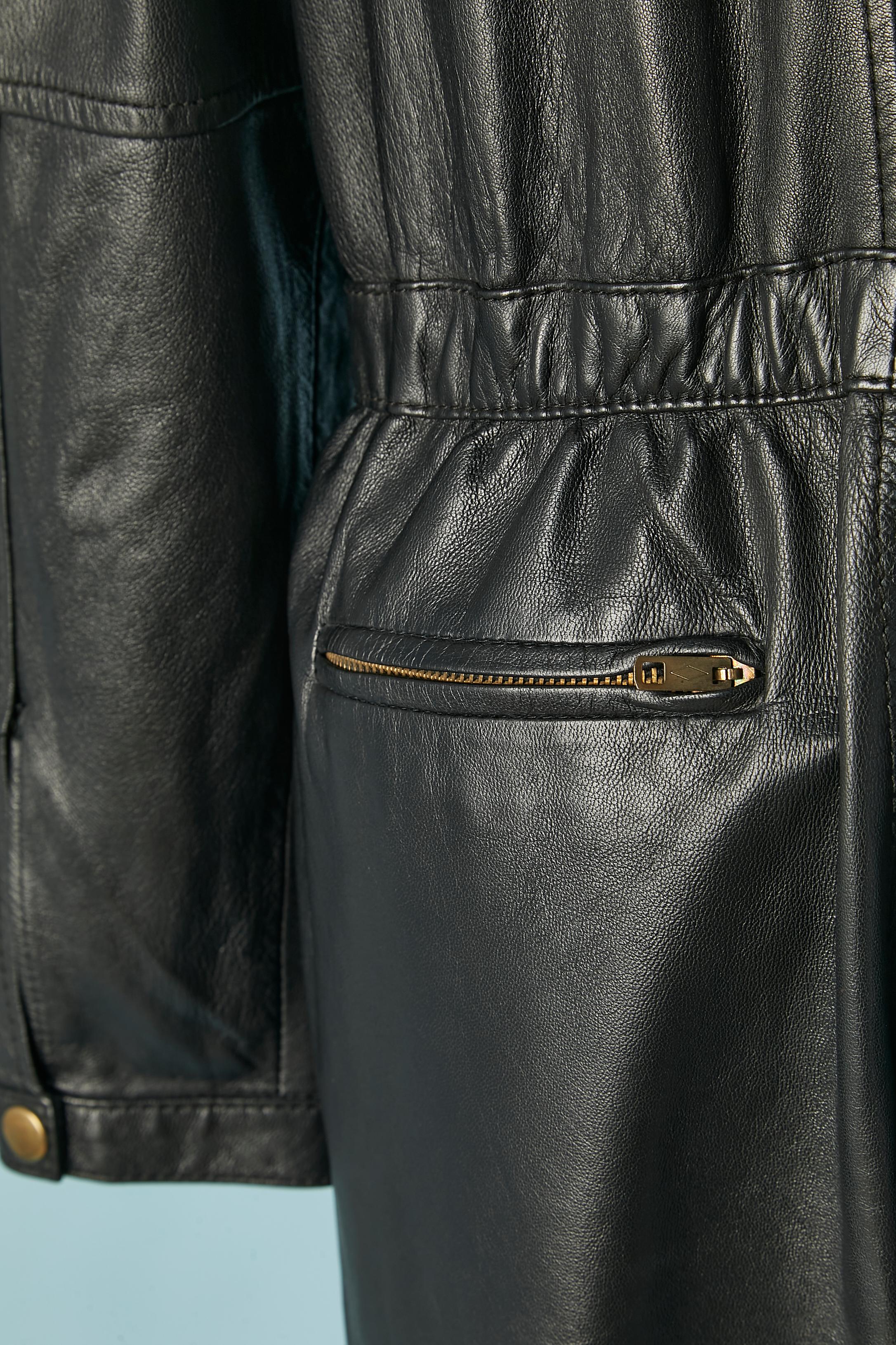 Black leather jumpsuit Circa 1980's  For Sale 2