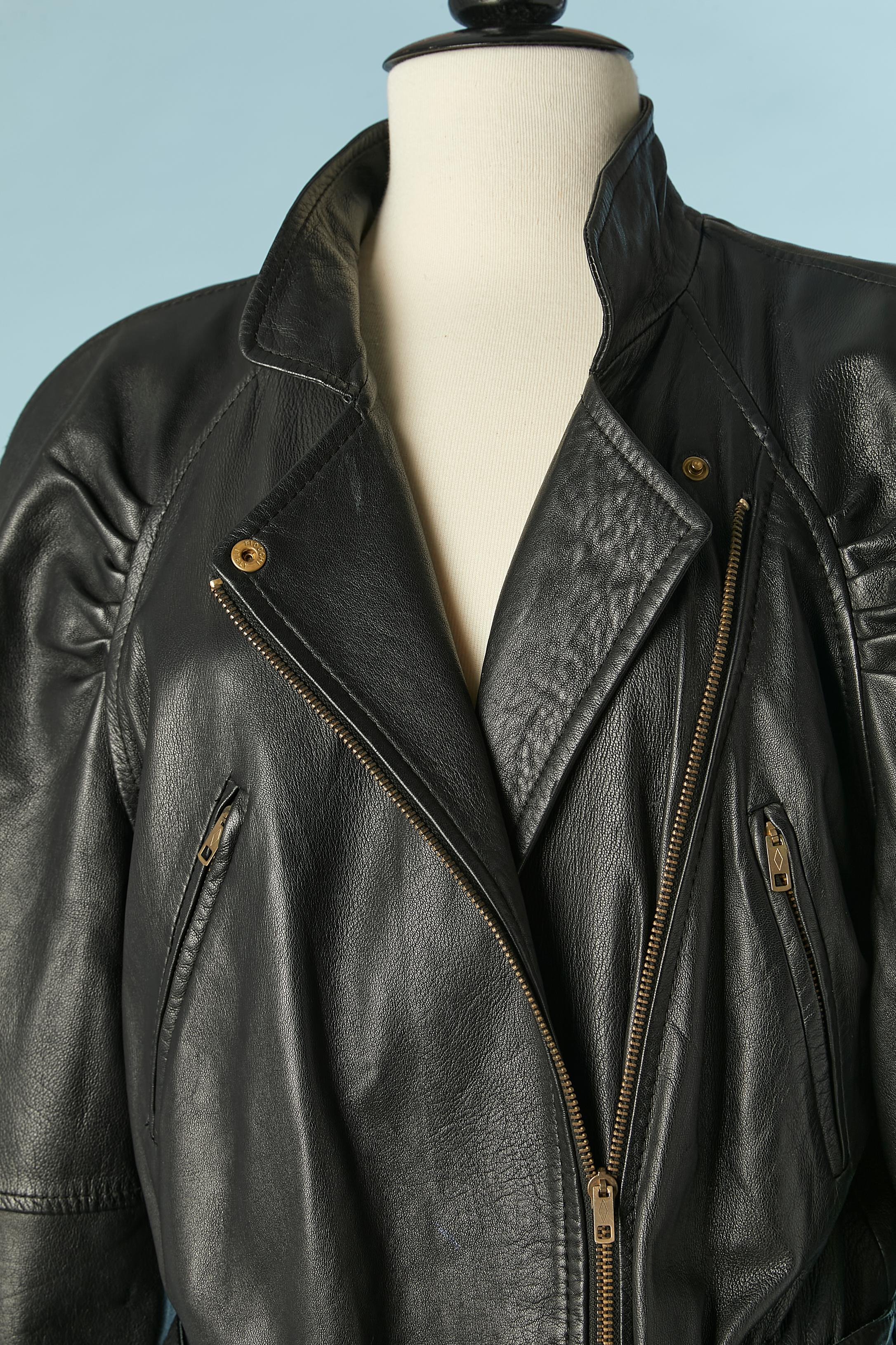 Black leather jumpsuit Circa 1980's  For Sale 3