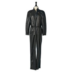 Vintage Black leather jumpsuit Circa 1980's 