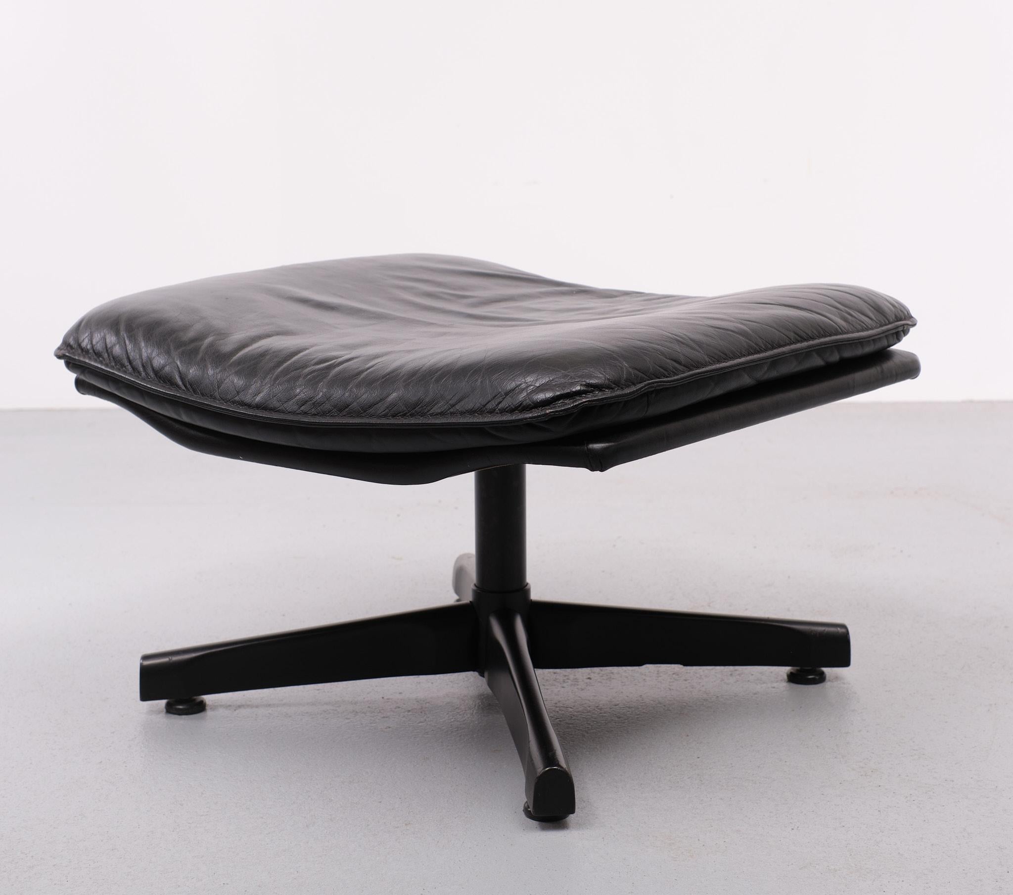Black Leather King Chair+Hocker by André Vandenbeuck for WK Mobel, 1960s 10