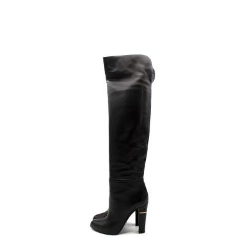 Women's or Men's Black leather knee high boots For Sale