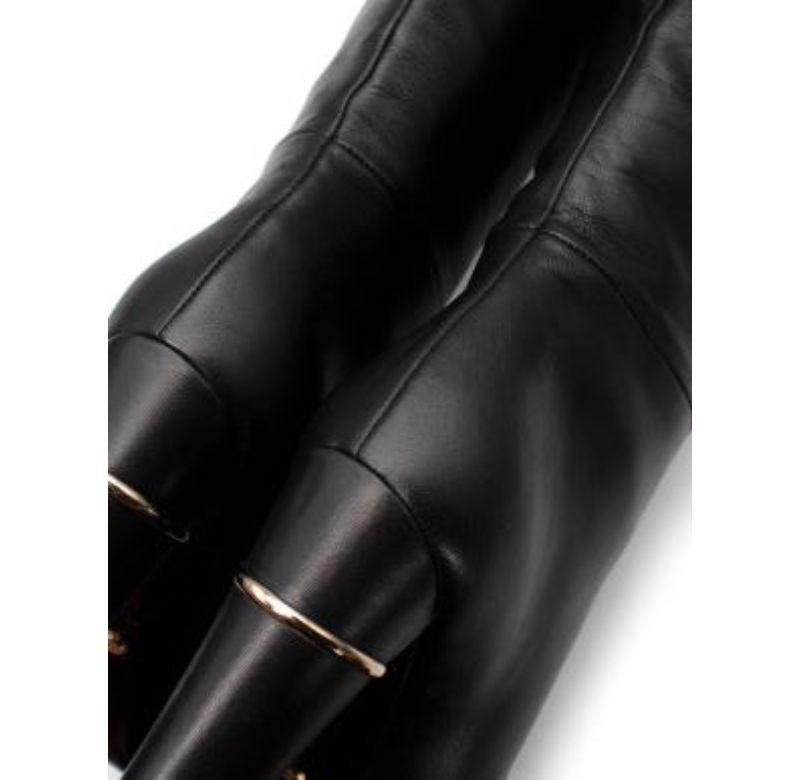 Black leather knee high boots For Sale 5