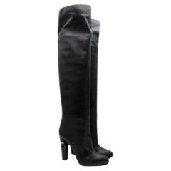 Black leather knee high boots