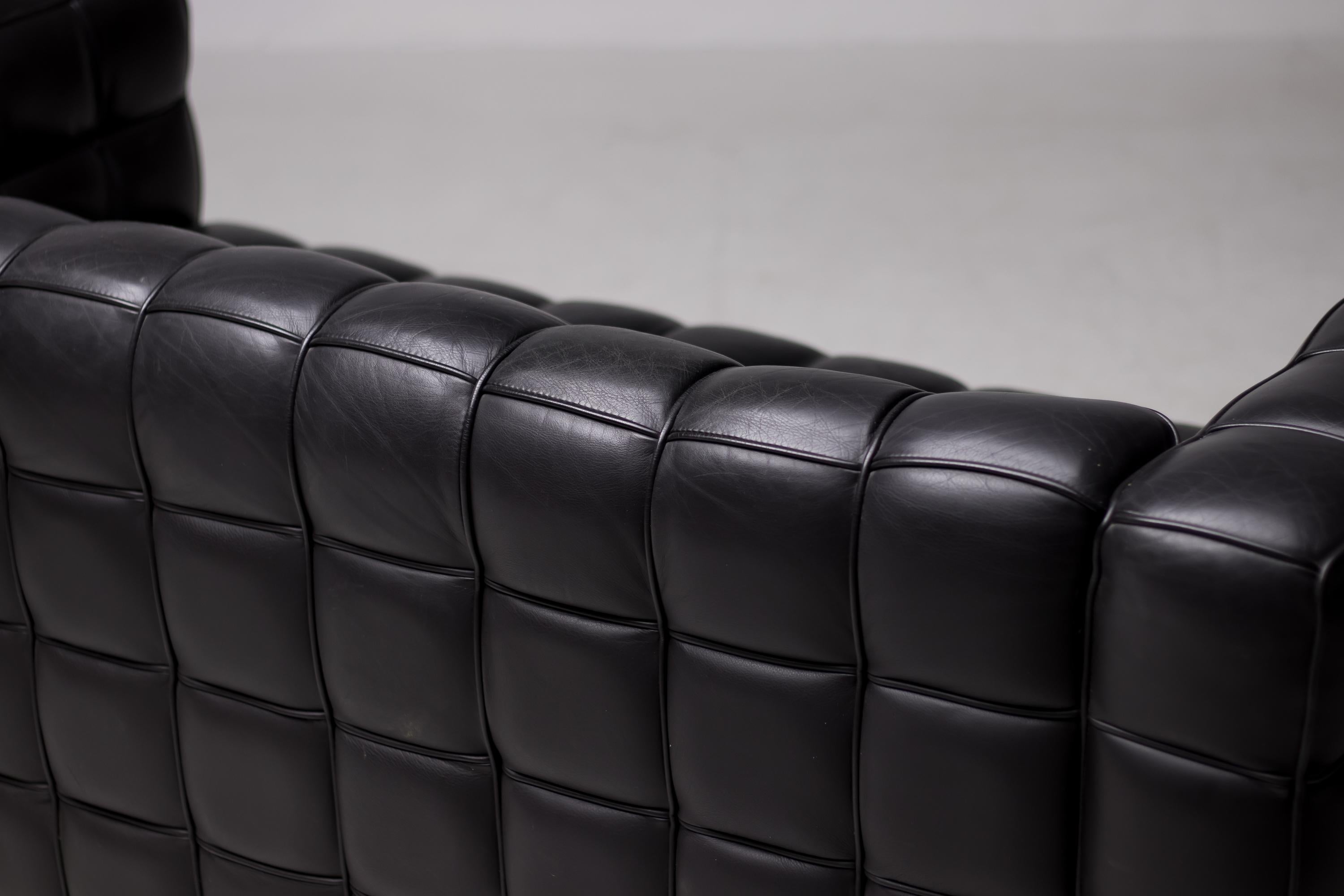 Black Leather Kubus Sofa by Josef Hoffman for Wittmann 2