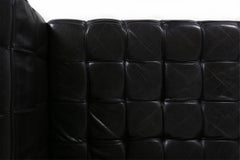 Black Leather Kubus Sofa Model “8020” by Josef Hoffmann for Wittmann, Austria
