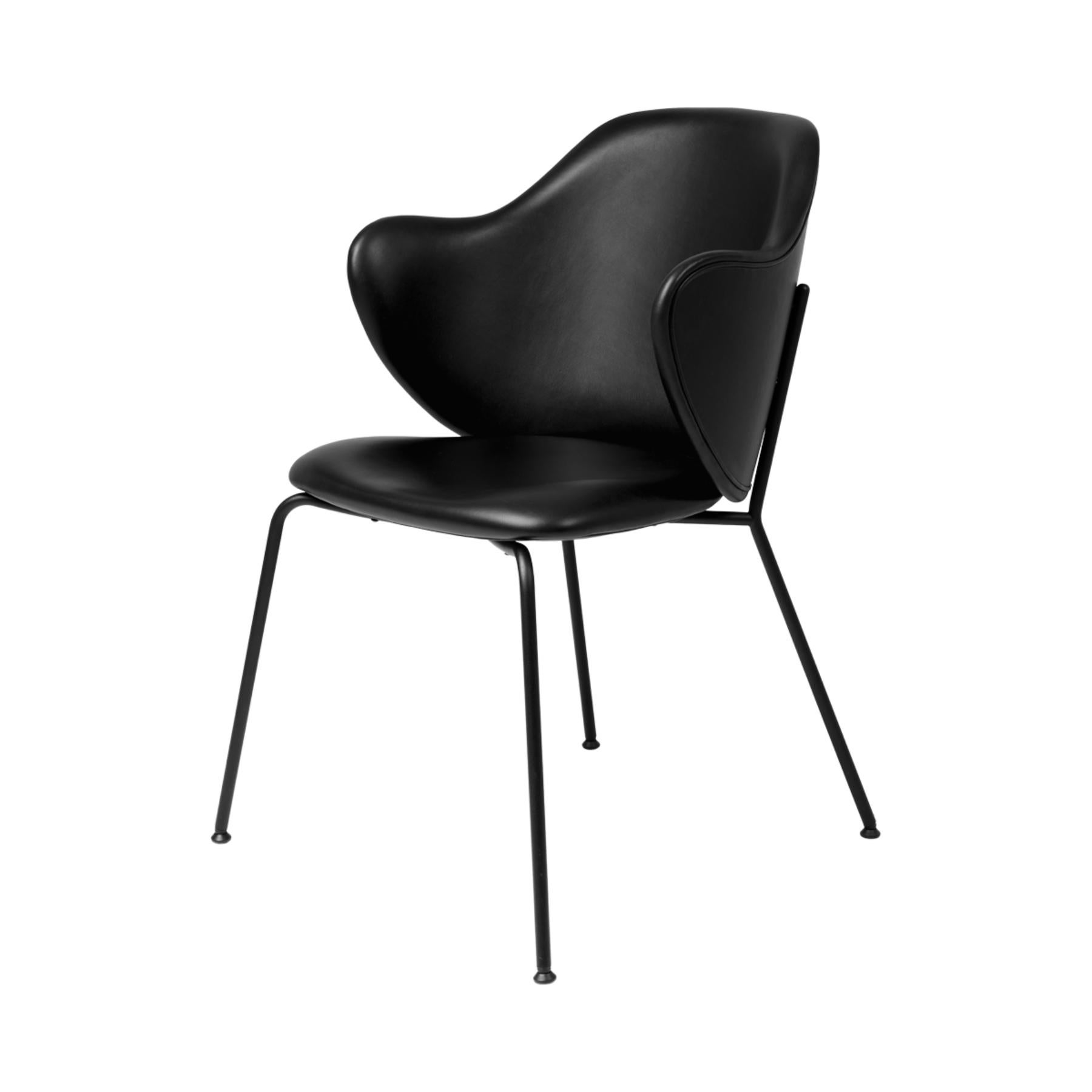 Black leather lassen chair by Lassen
Dimensions: W 58 x D 60 x H 88 cm 
Materials: Leather

The Lassen chair by Flemming Lassen, Magnus Sangild and Marianne Viktor was launched in 2018 as an ode to Flemming Lassen’s uncompromising approach and