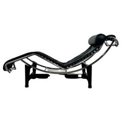Black Leather LC4 Lounge Chair by Le Corbusier for Cassina 1980s