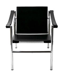 Chaise Le Corbusier en cuir noir LC1  par Cassina