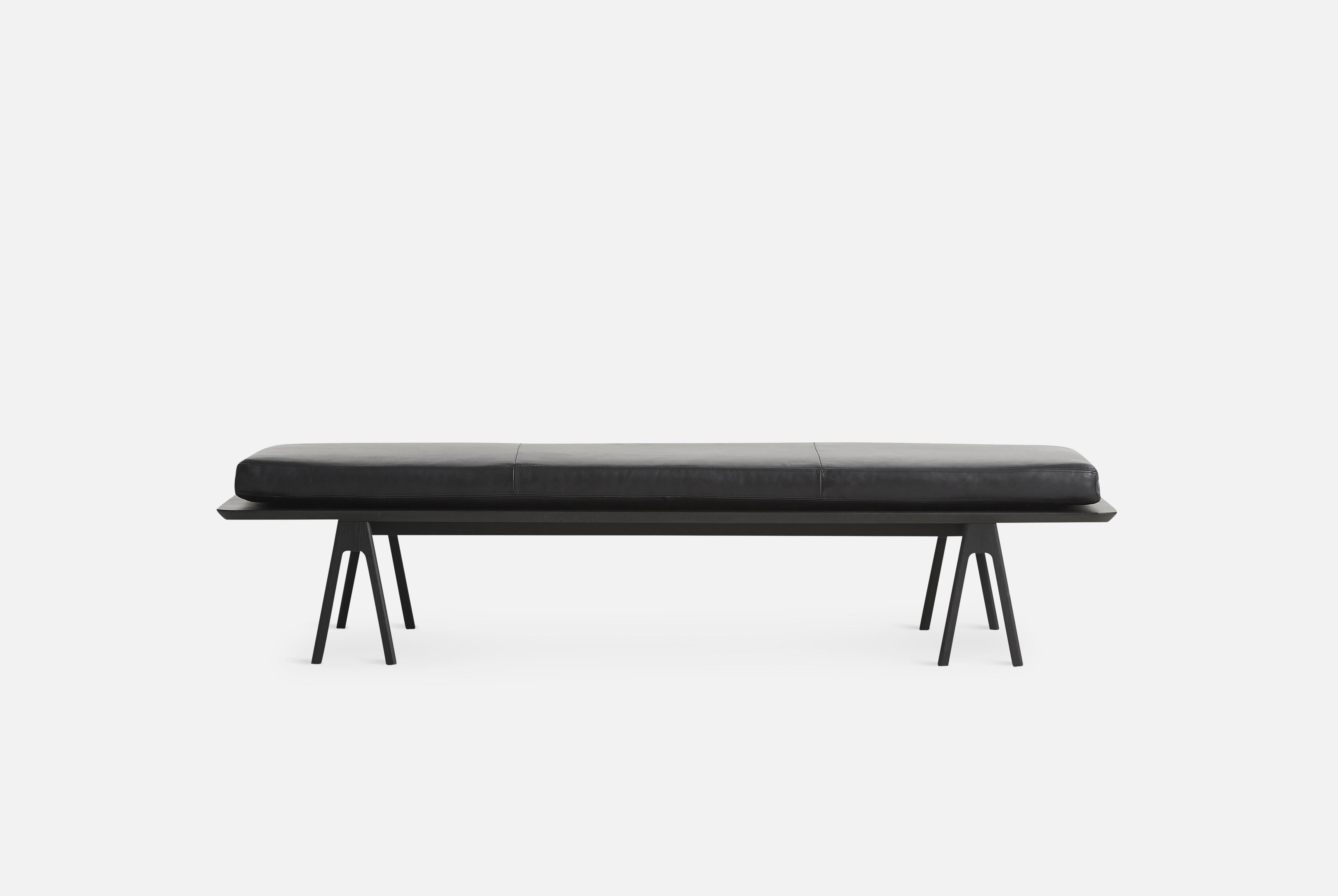 Post-Modern Black Leather Level Daybed by Msds Studio