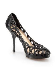 Black Leather Looped Pumps Size IT 37.5