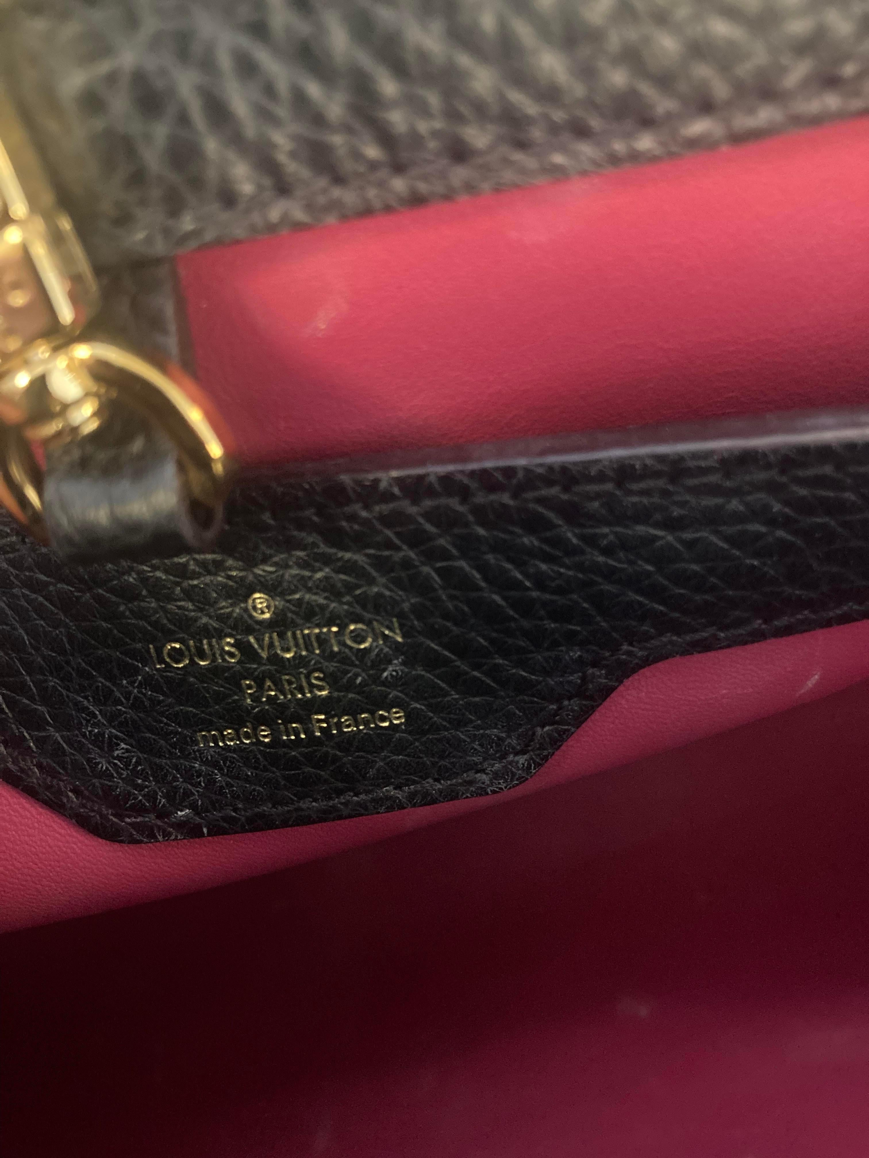 Schwarze Louis Vuitton Capucine BB Umhängetasche aus Leder im Angebot 7