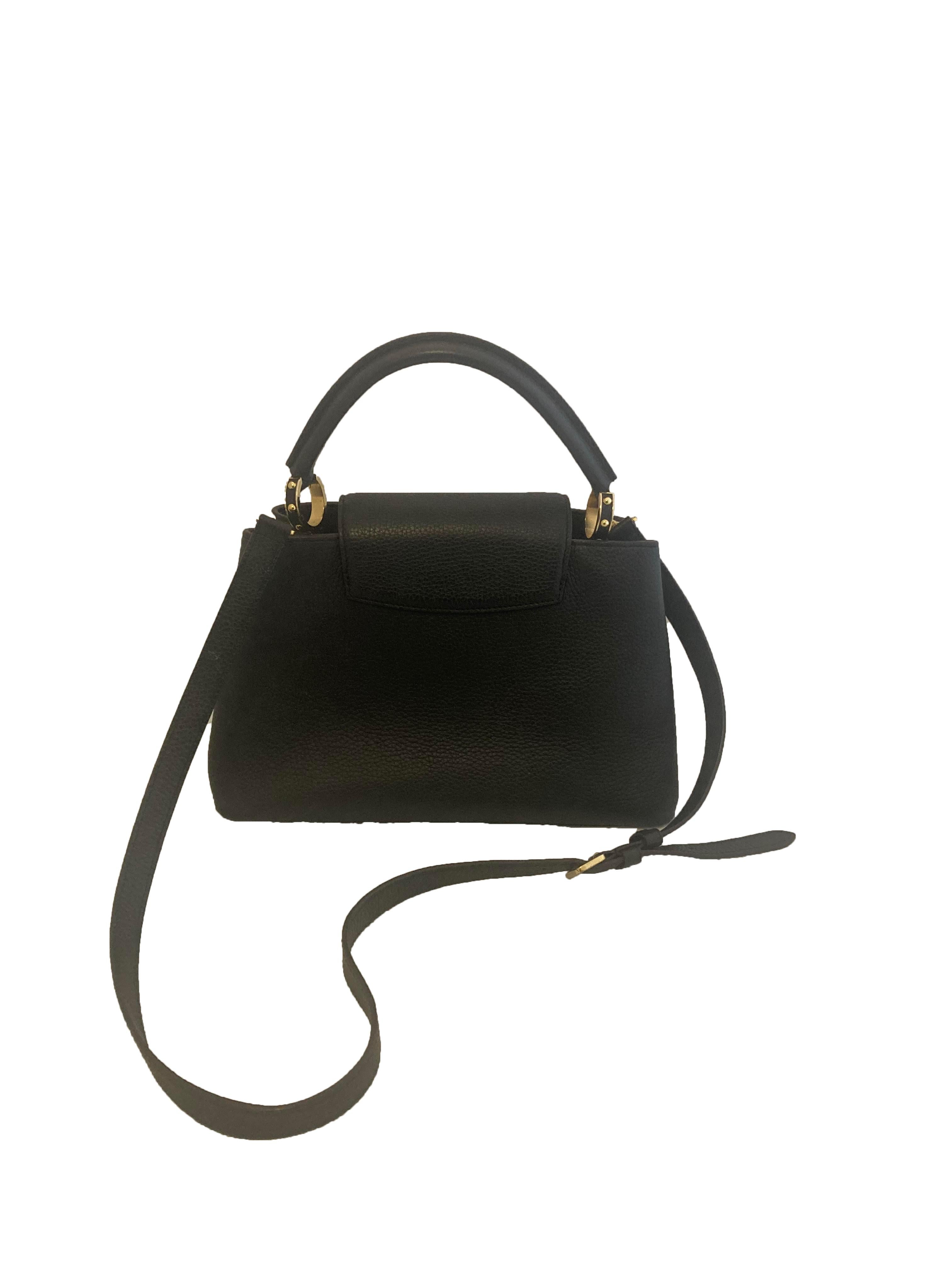 Black Leather Louis Vuitton Capucine BB Shoulder Bag For Sale 3