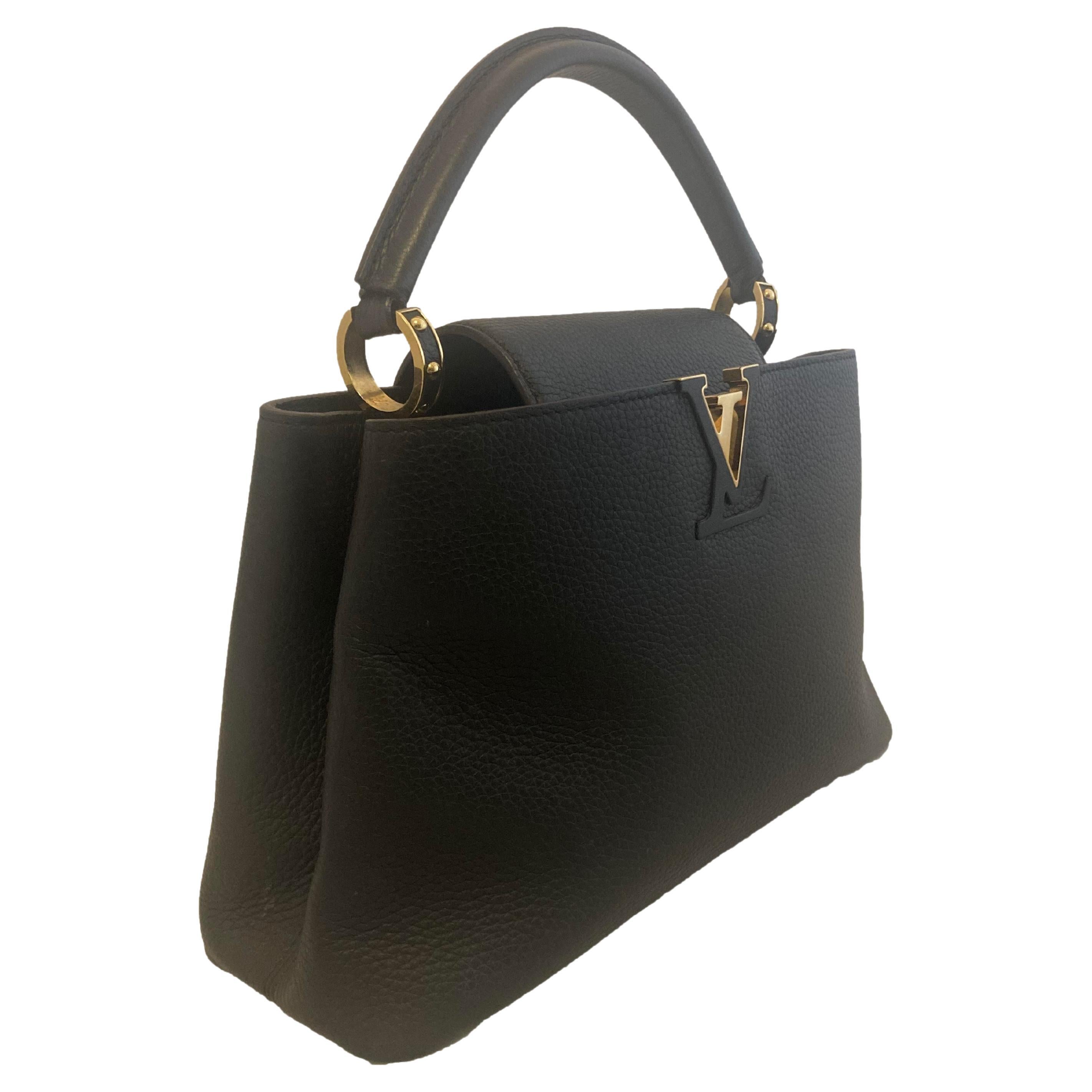Black Leather Louis Vuitton Capucine BB Shoulder Bag For Sale