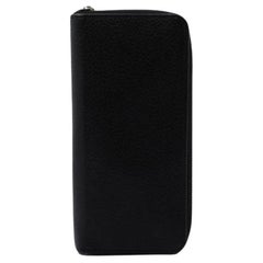 Black leather Louis Vuitton Vertical Zippy wallet with silver-tone hardware