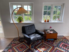 Black Leather Lounge Chair by Danish Hans Olsen, 1960s