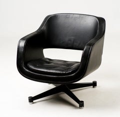 Black Leather Lounge Chair by Olli Mannermaa for Finnart Ab, Finland, 1970