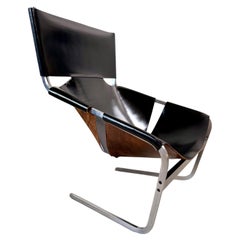 Black Leather Lounge Chair "F444" by Pierre Paulin for Artifort Netherlands 1963