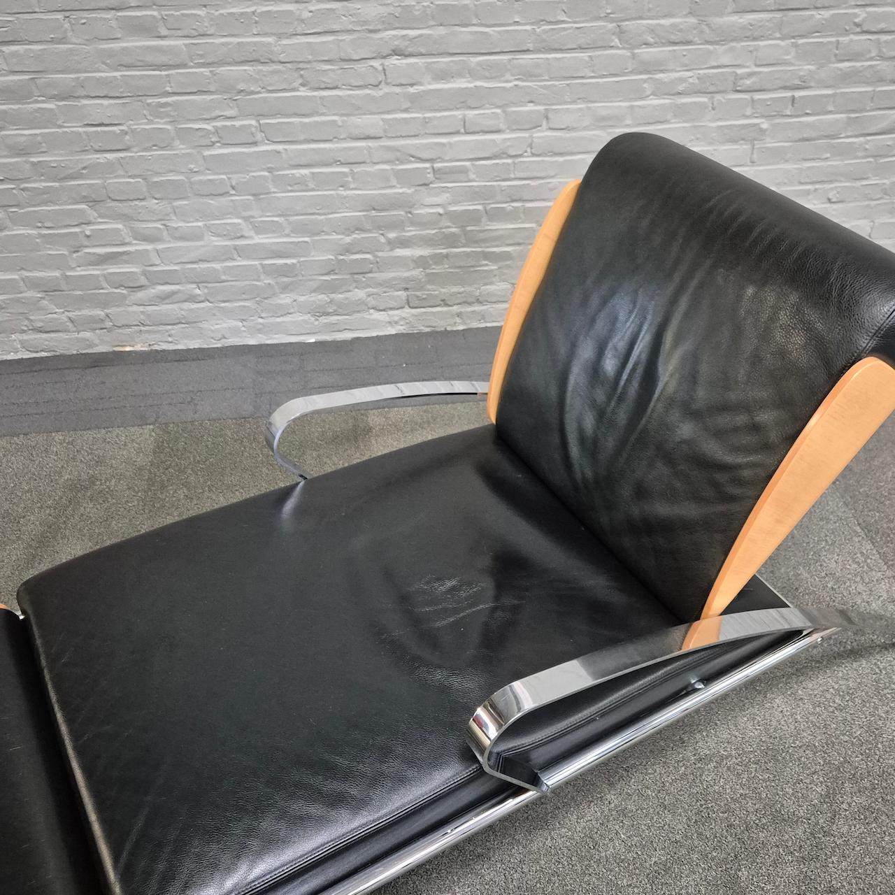 Black leather Lounge chair FUTURO 3 by MASSIMO IOSA GHINI for MOROSO - 1980's For Sale 13