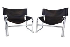 Chaises longues en cuir noir:: Vintage Midcentury par Rodney Kinsman pour OMK