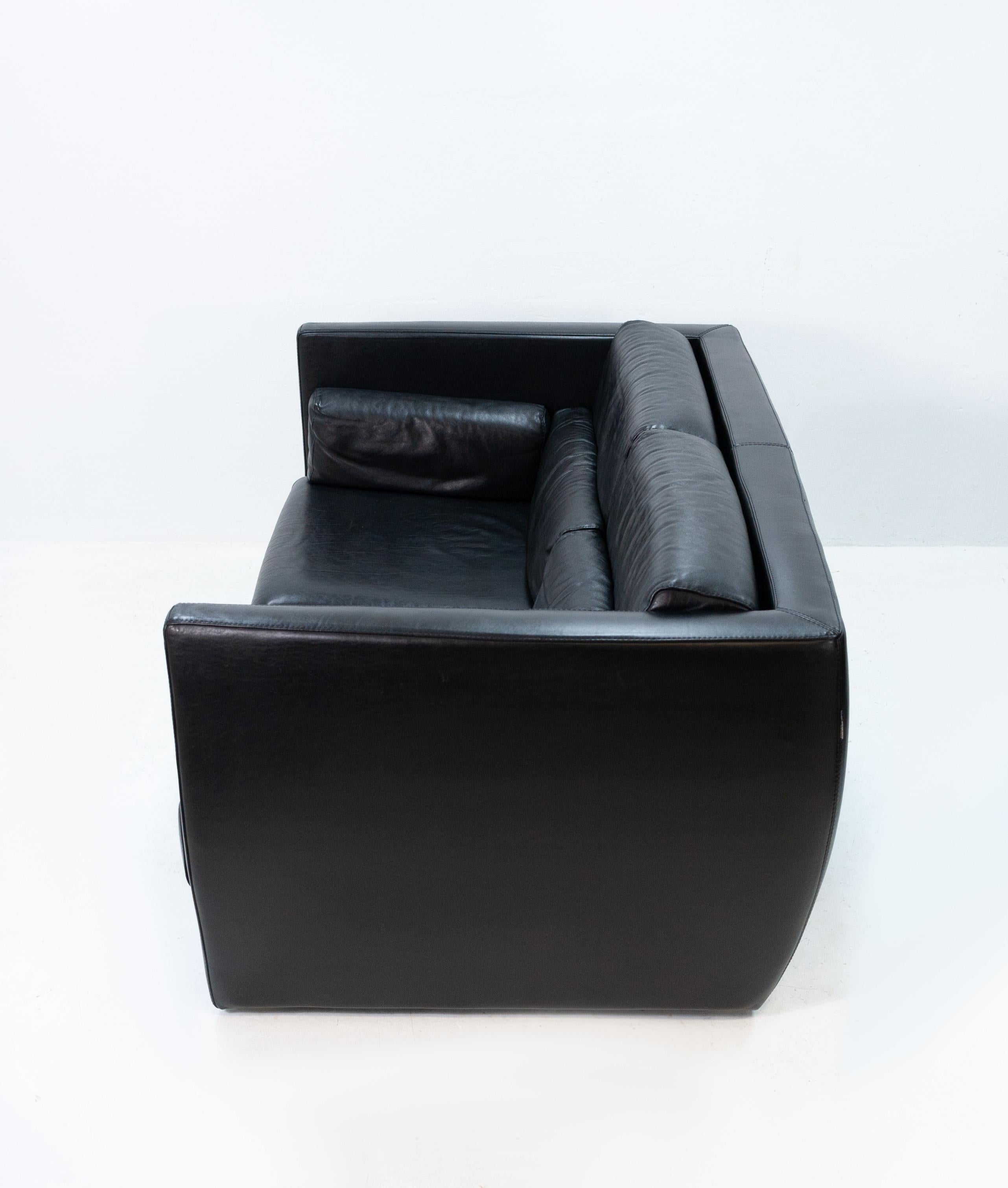 Christophe Delcourt for Roche Bobois – two-seat, model ‘Rive Droite’ superb quality upholstery in Black leather. The headrest can also be moved and used for example as a side support. With good sitting comfort.

 