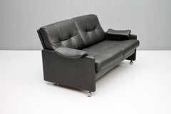 Black Leather Loveseat Sofa, Germany, 1959