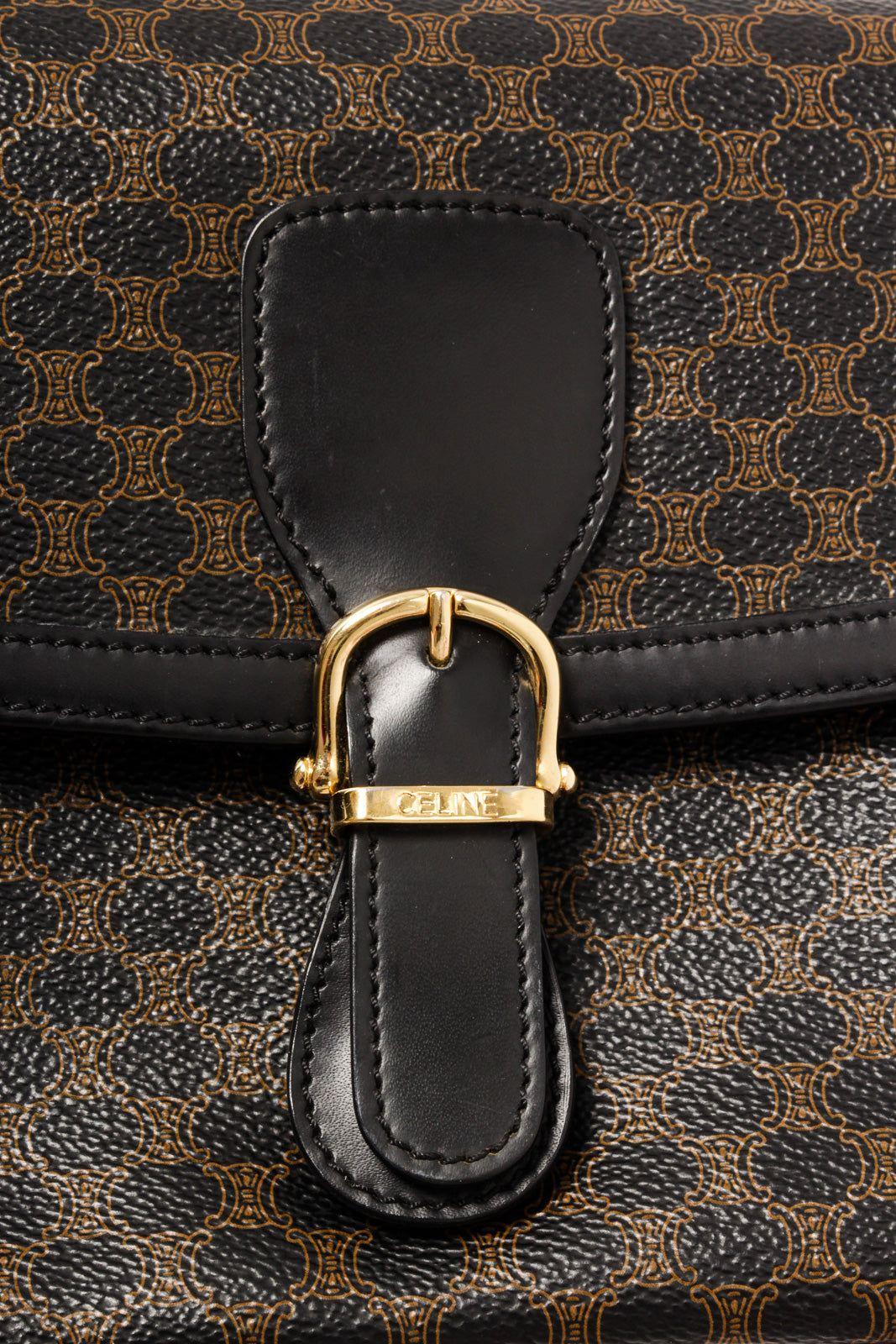Black leather Macadam pattern Celine shoulder bag with gold-tone hardware 2