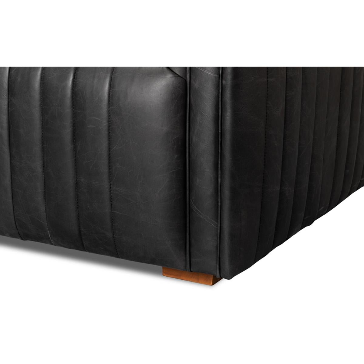 Black Leather Mid Century Sofa For Sale 4