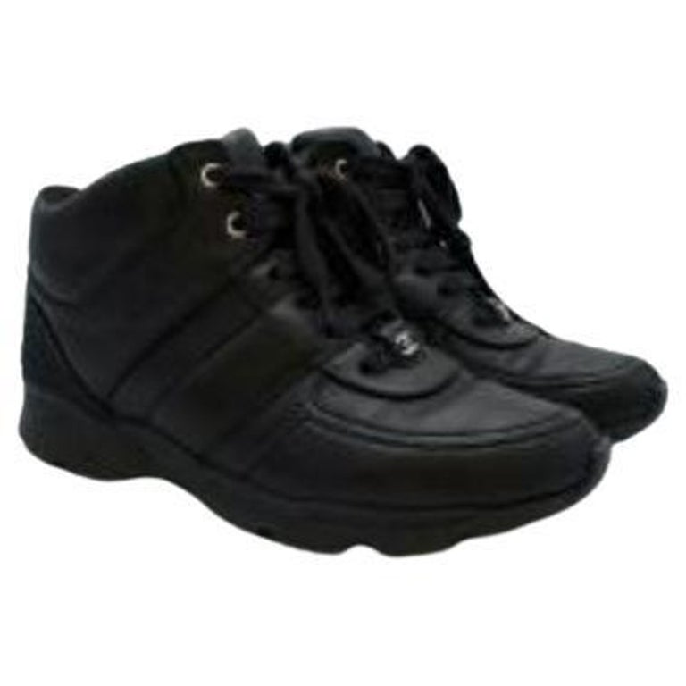 cheap black leather trainers