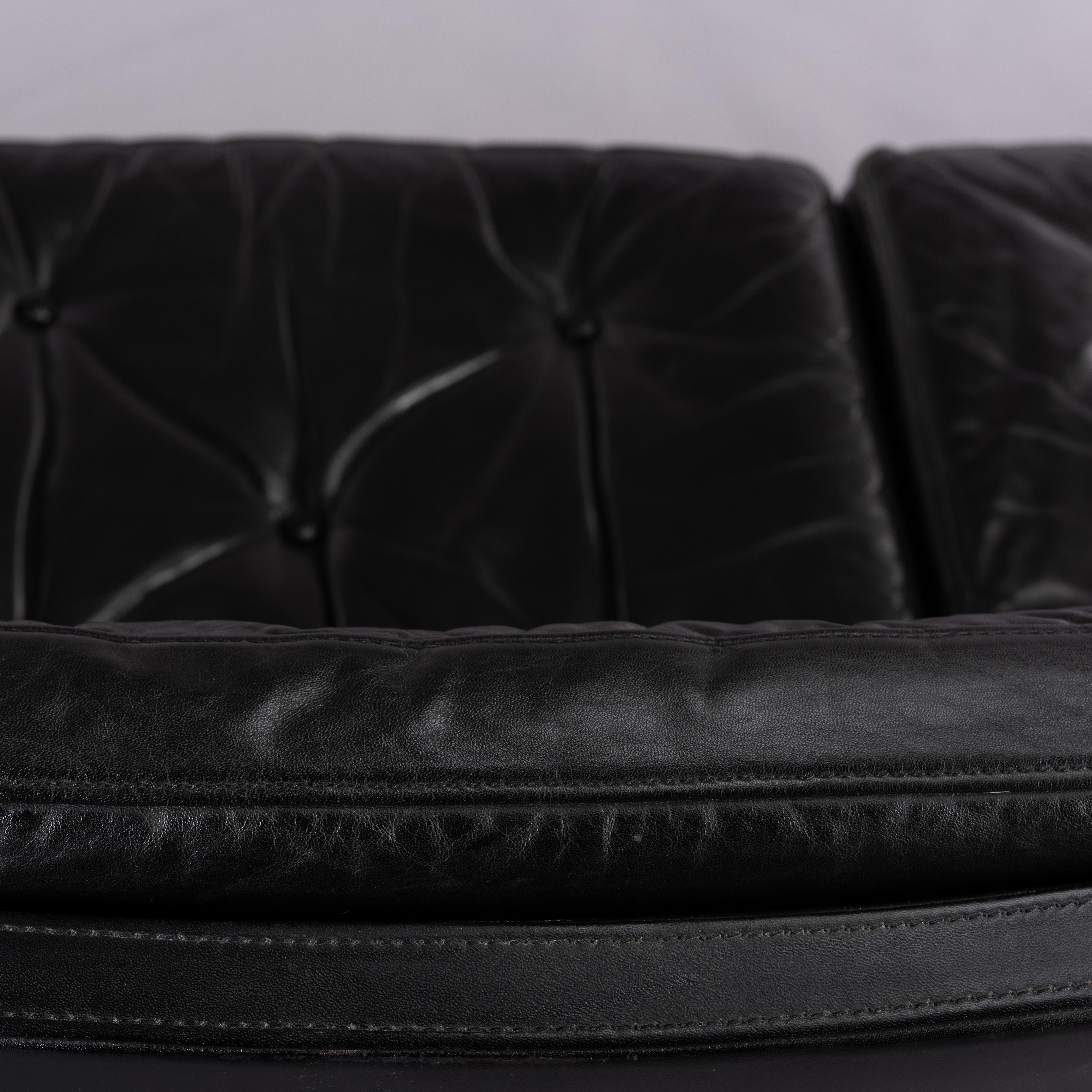 Black Leather Midcentury Modern 4-Seat Sofa by Lystager, 1960s 8