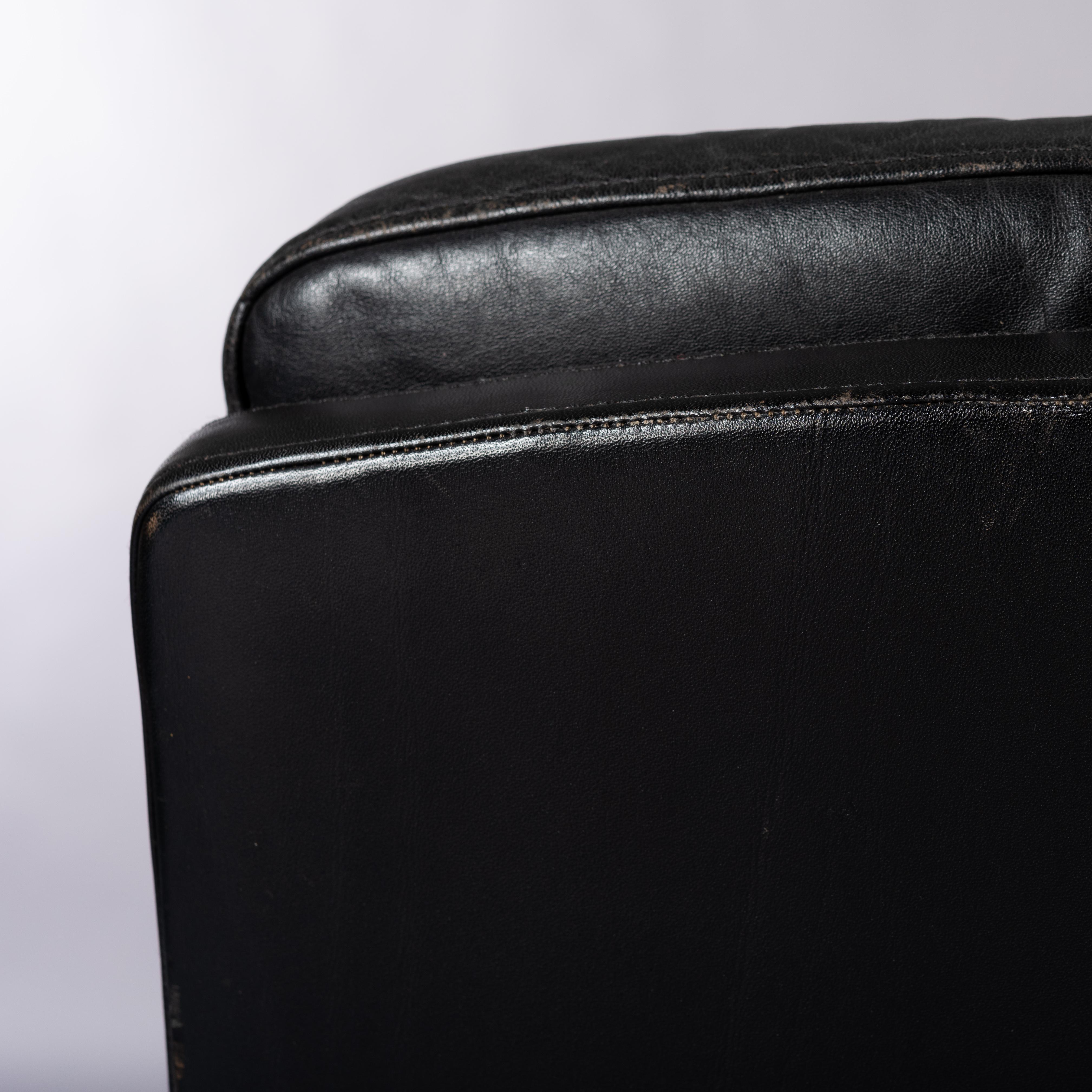 Black Leather Mid-Century Modern Swivel Chair by Lystager, 1960s 3