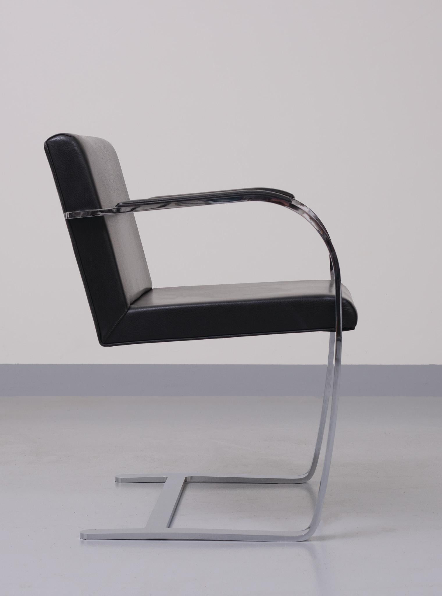 Czech Black Leather Mies van der Rohe Brno Chair  For Sale