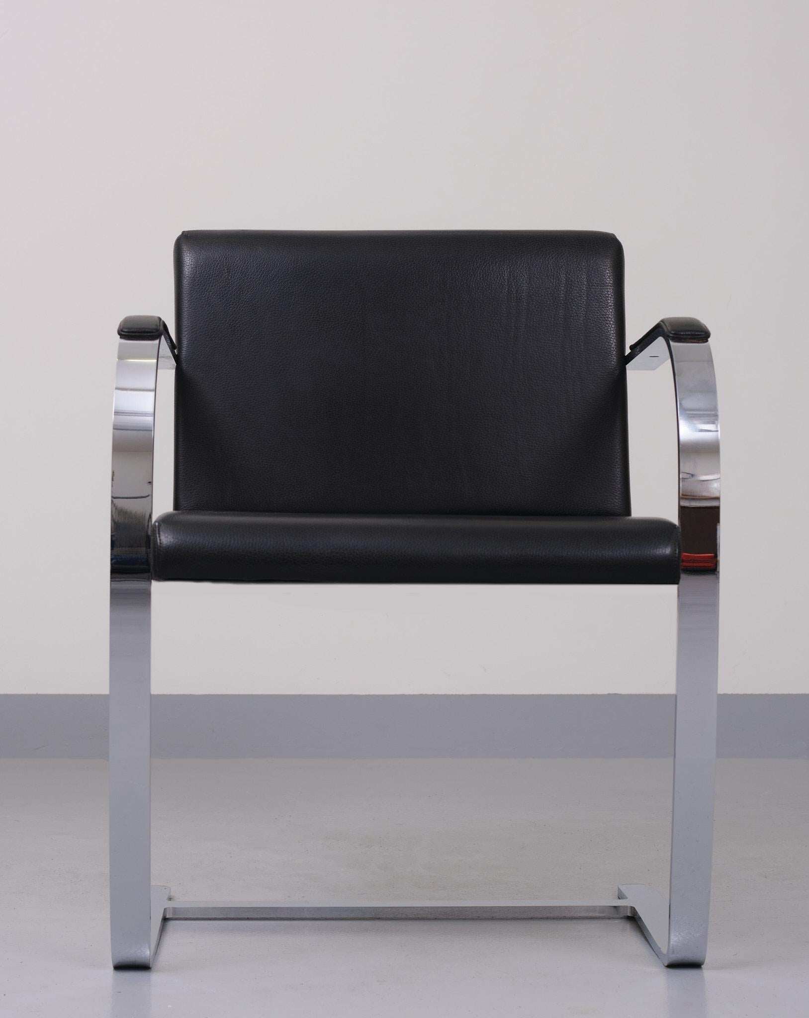 Late 20th Century Black Leather Mies van der Rohe Brno Chair  For Sale