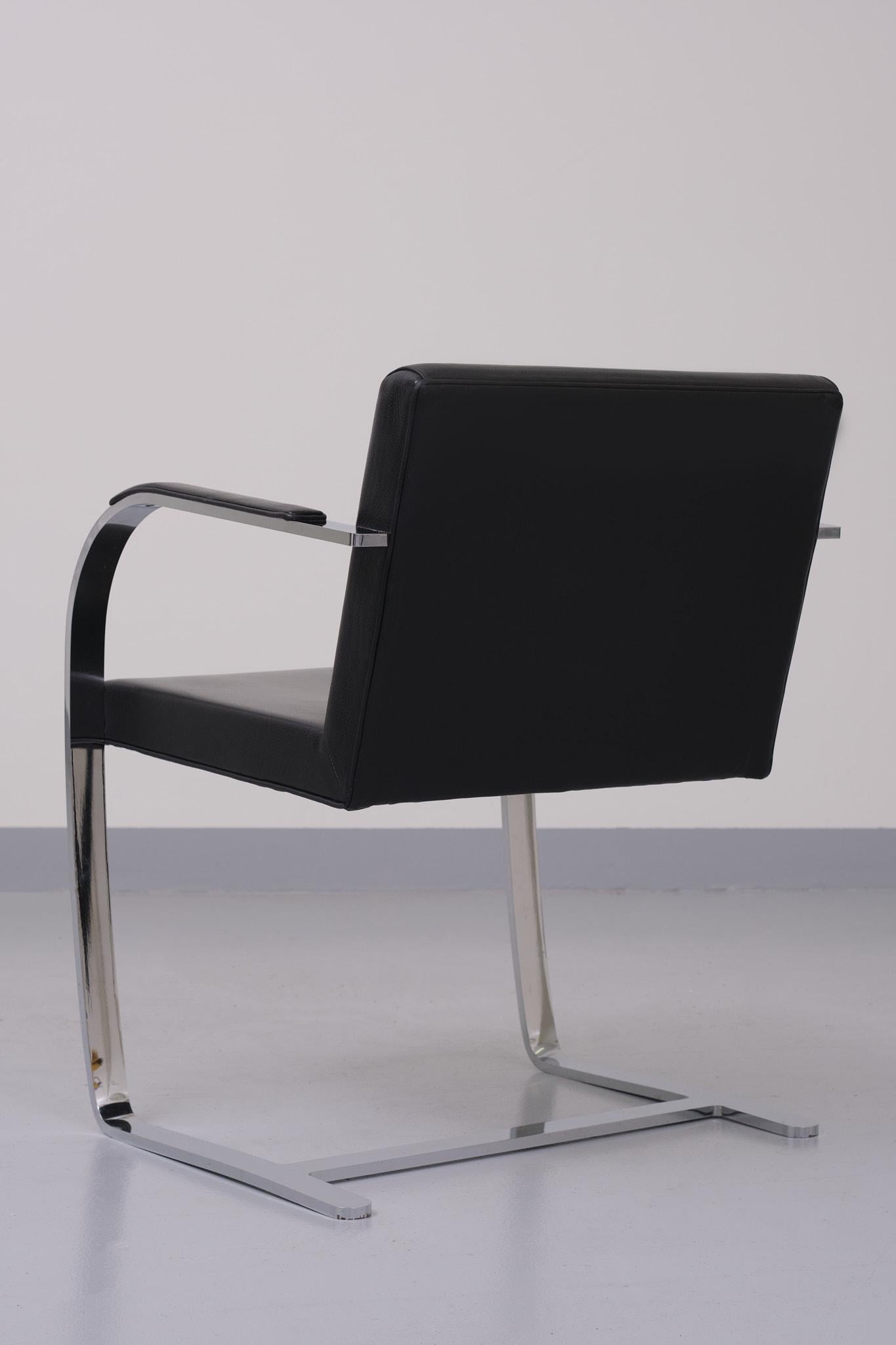 Black Leather Mies van der Rohe Brno Chair  For Sale 2