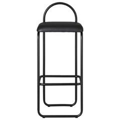 Black Leather Minimalist Bar Chair