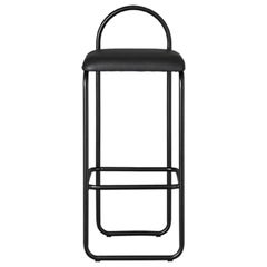 Black Leather Minimalist Bar Chair