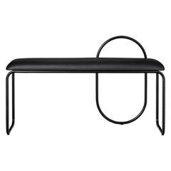 Black Leather Minimalist Bench