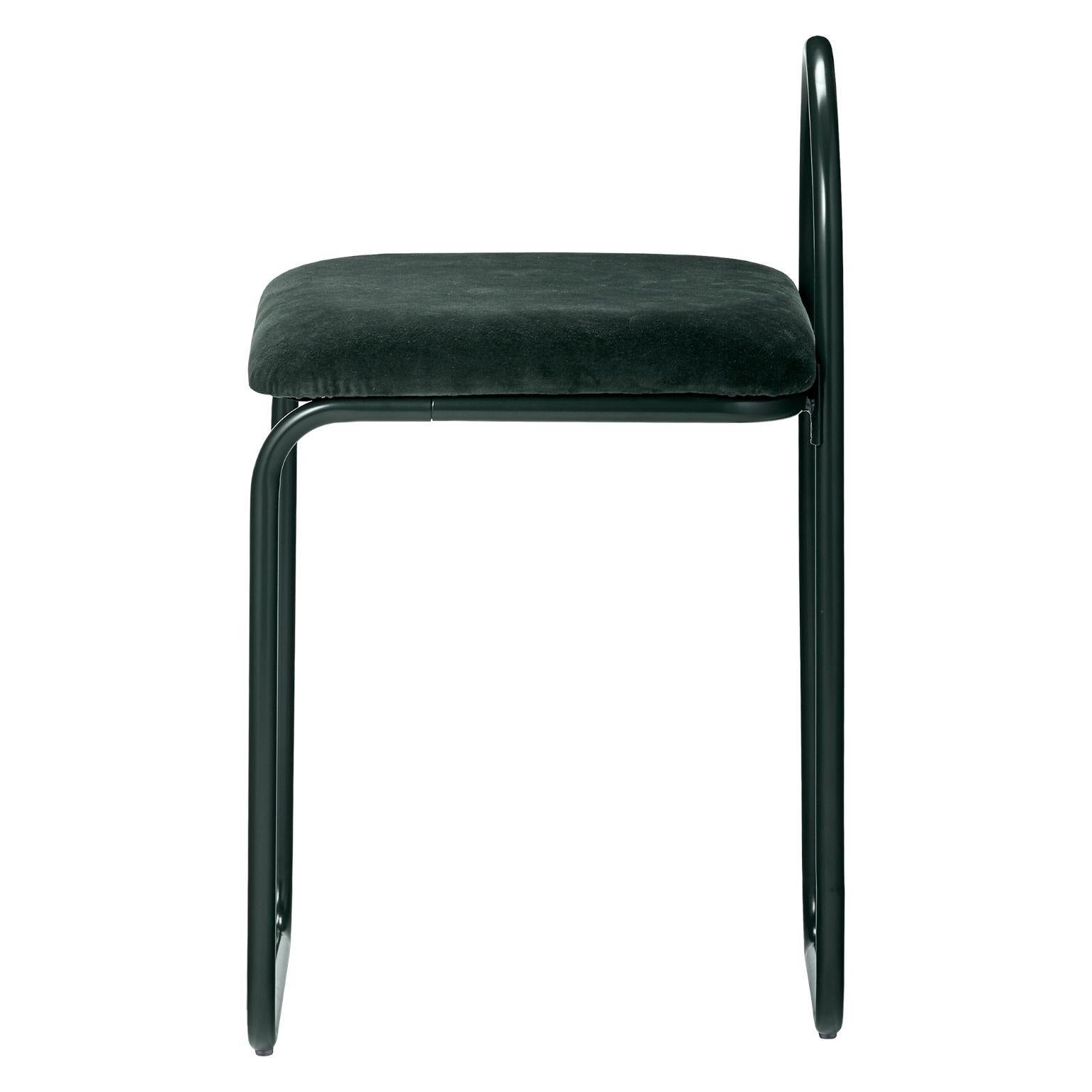 Silla de comedor minimalista de cuero negro en venta 5