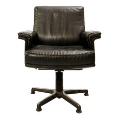 Vintage Black Leather Model DS 35 Swivel Desk Chair from De Sede, 1960s