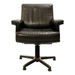 Black Leather Model DS 35 Swivel Desk Chair from De Sede, 1960s