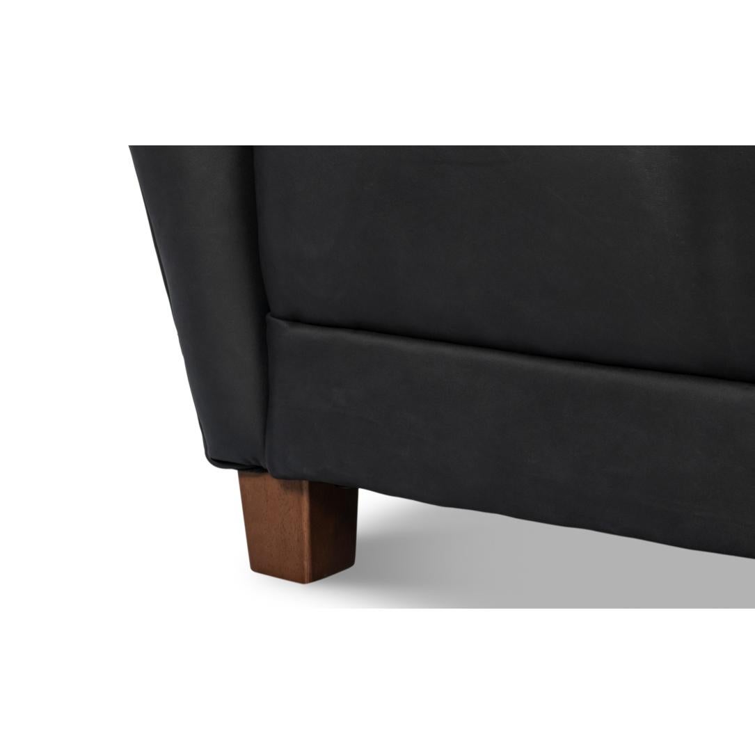 Fauteuil Wing moderne en cuir noir en vente 3