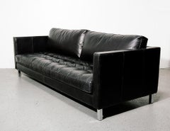 Black Leather Modernist Sofa