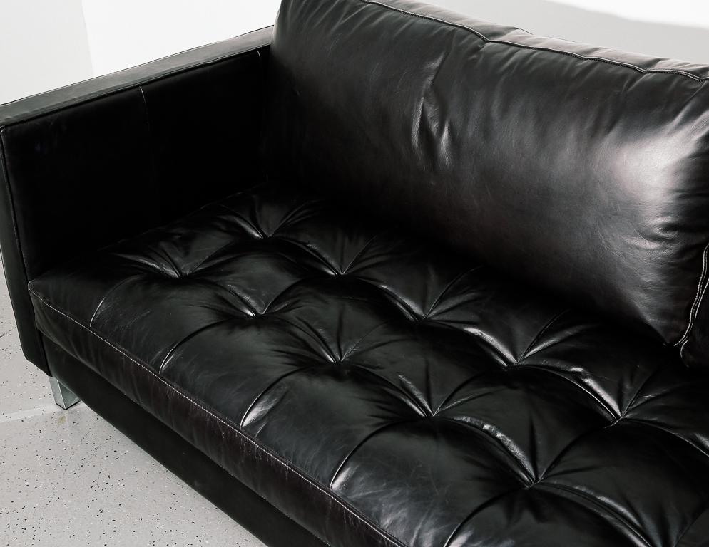 Black Leather Modernist Sofa 1