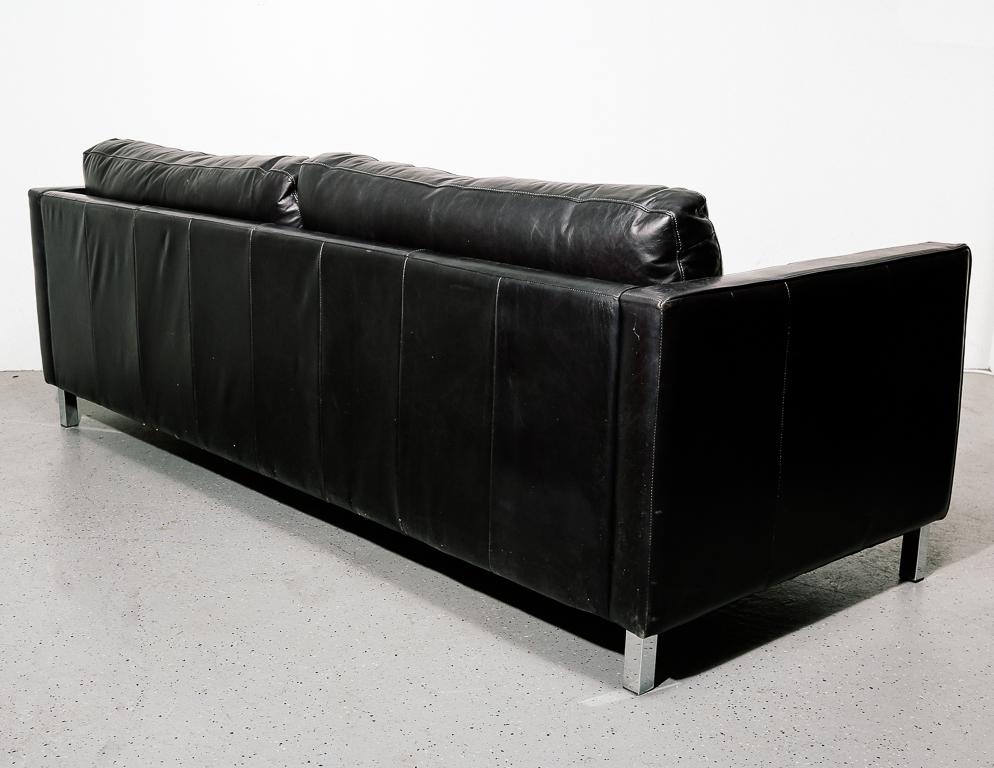 Black Leather Modernist Sofa 2