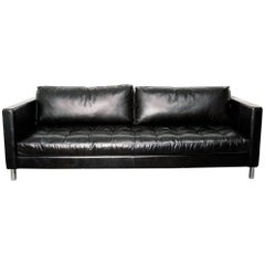 Black Leather Modernist Sofa