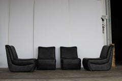 Black Leather Modular Lounge Chair Set