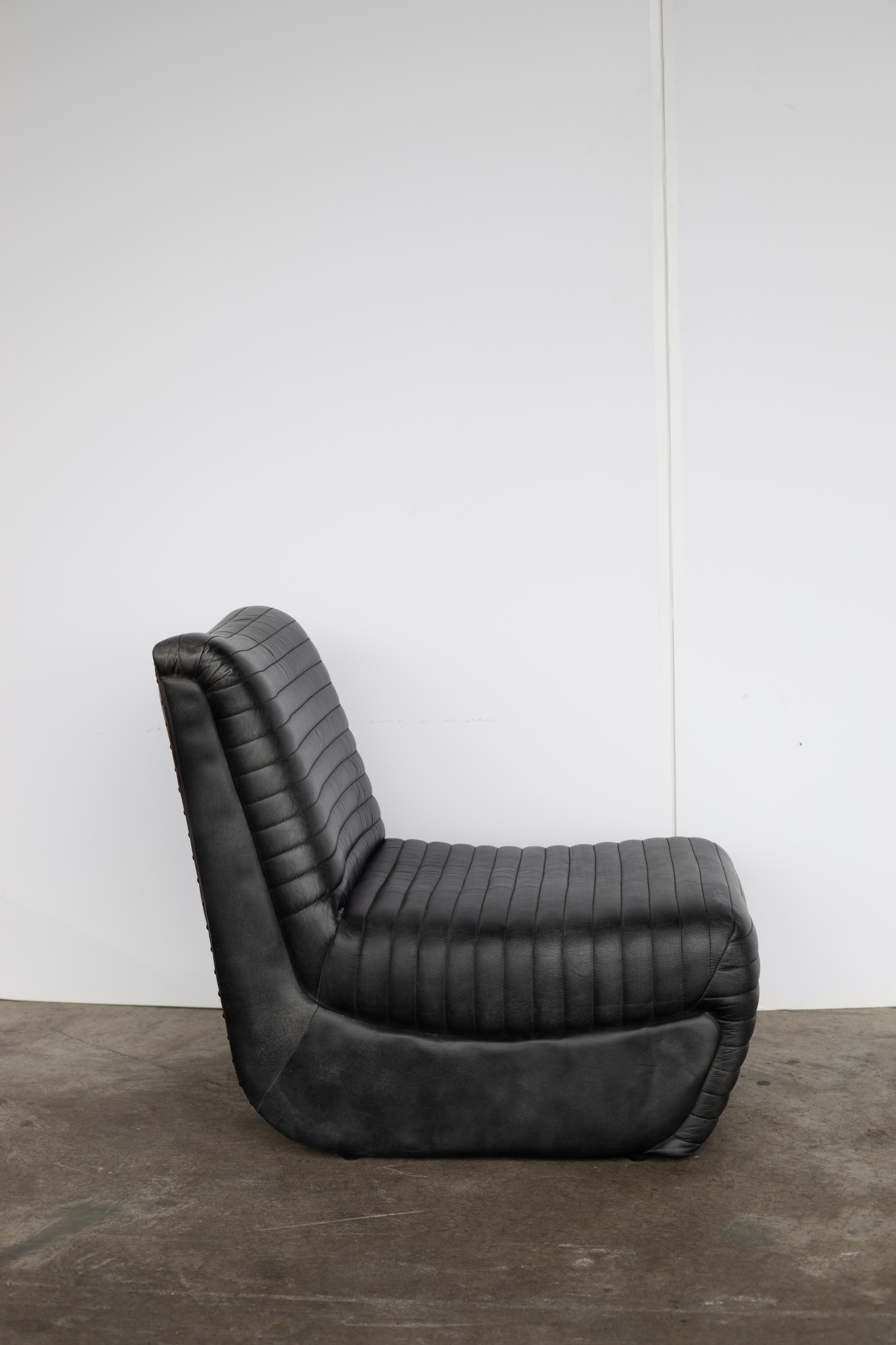 Modularer Sesselsatz aus schwarzem Leder im Angebot 1