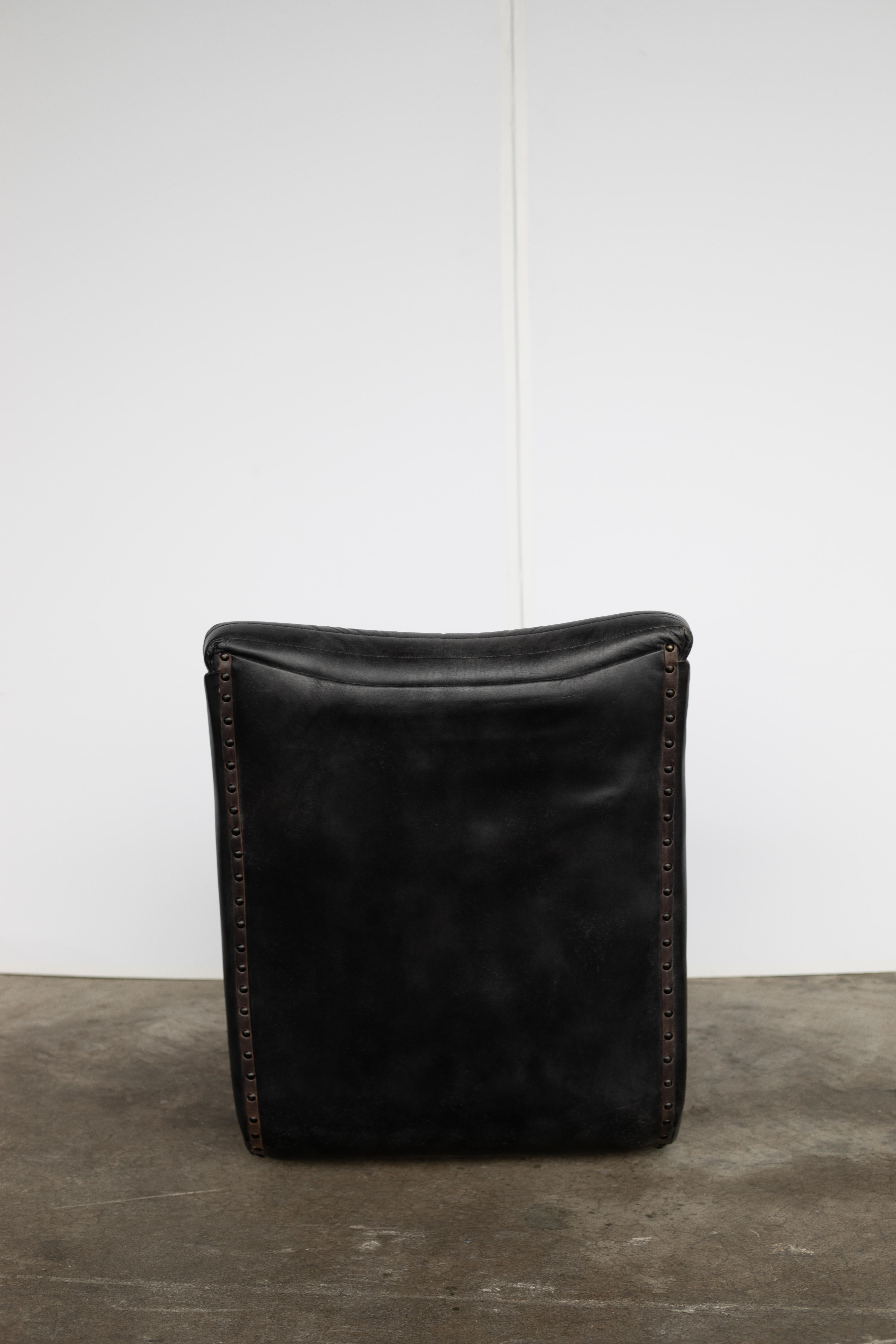 Modularer Sesselsatz aus schwarzem Leder im Angebot 2